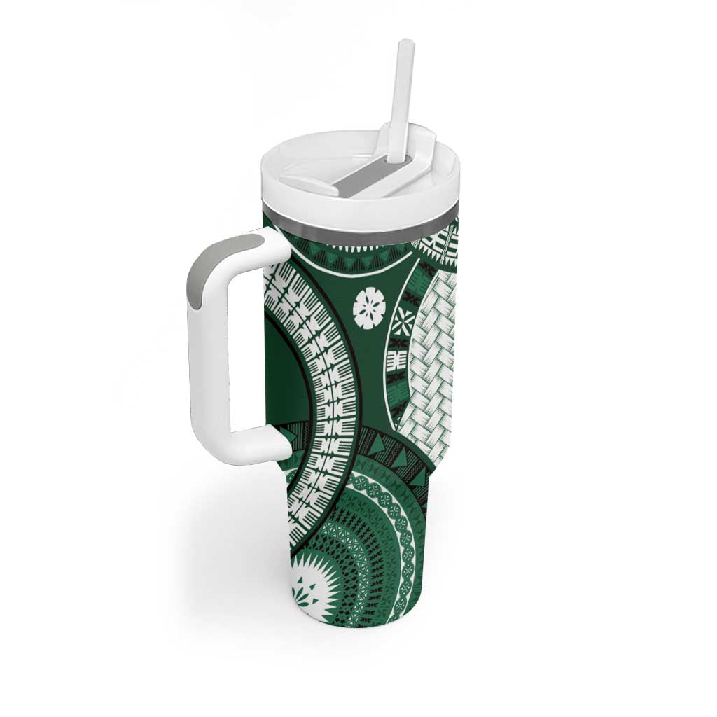 Bula Fiji Vintage Tumbler With Handle Phthalo Green Masi Motifs