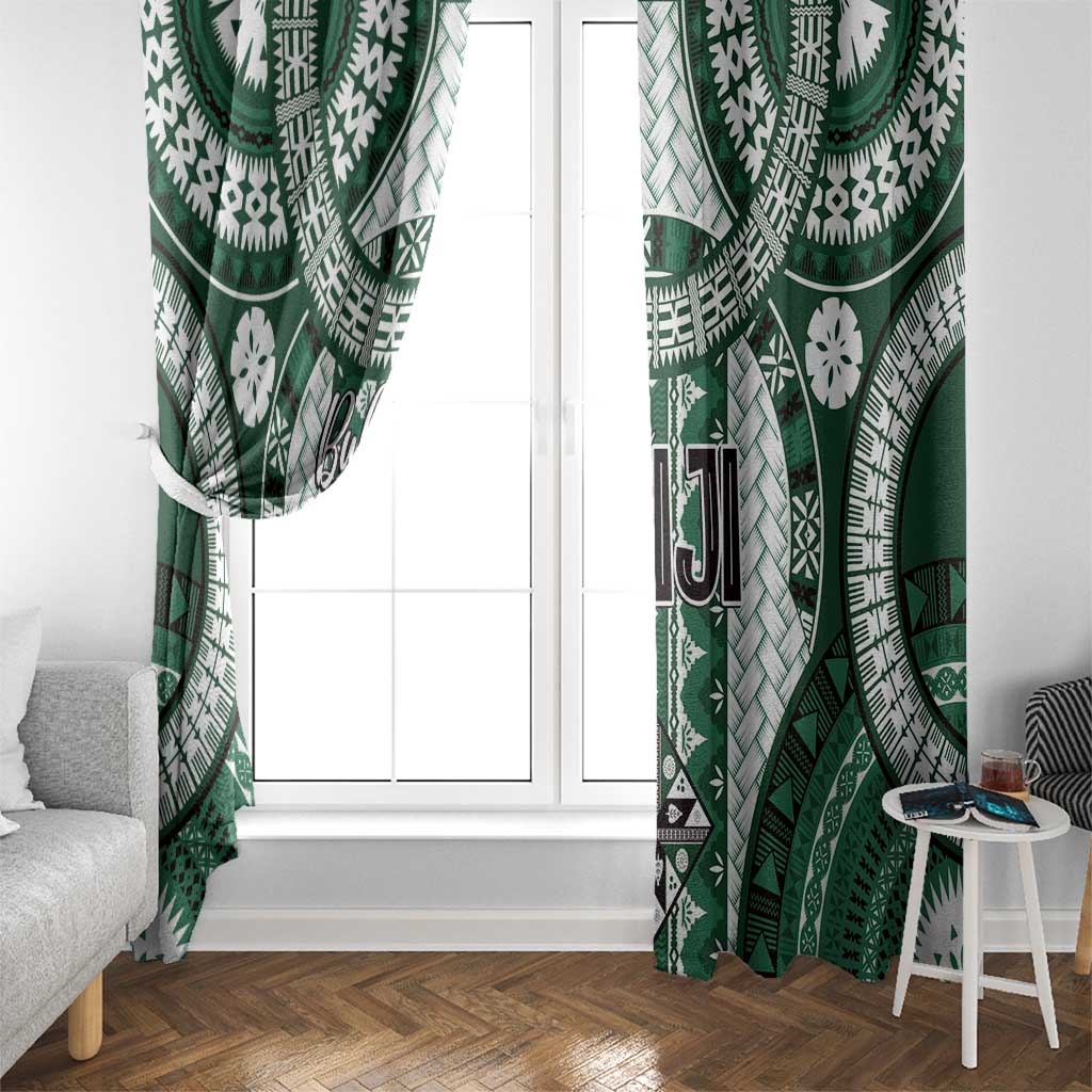 Bula Fiji Vintage Window Curtain Phthalo Green Masi Motifs