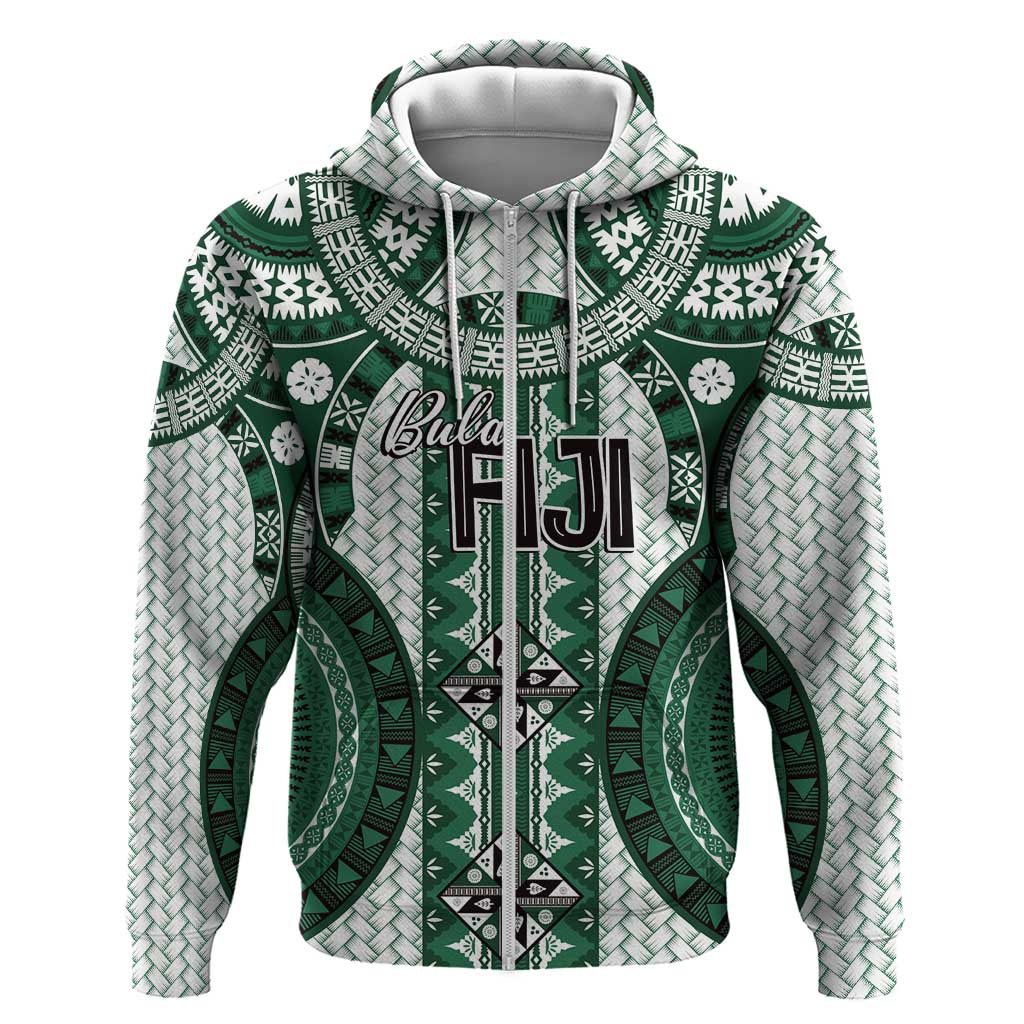 Bula Fiji Vintage Zip Hoodie Phthalo Green Masi Motifs