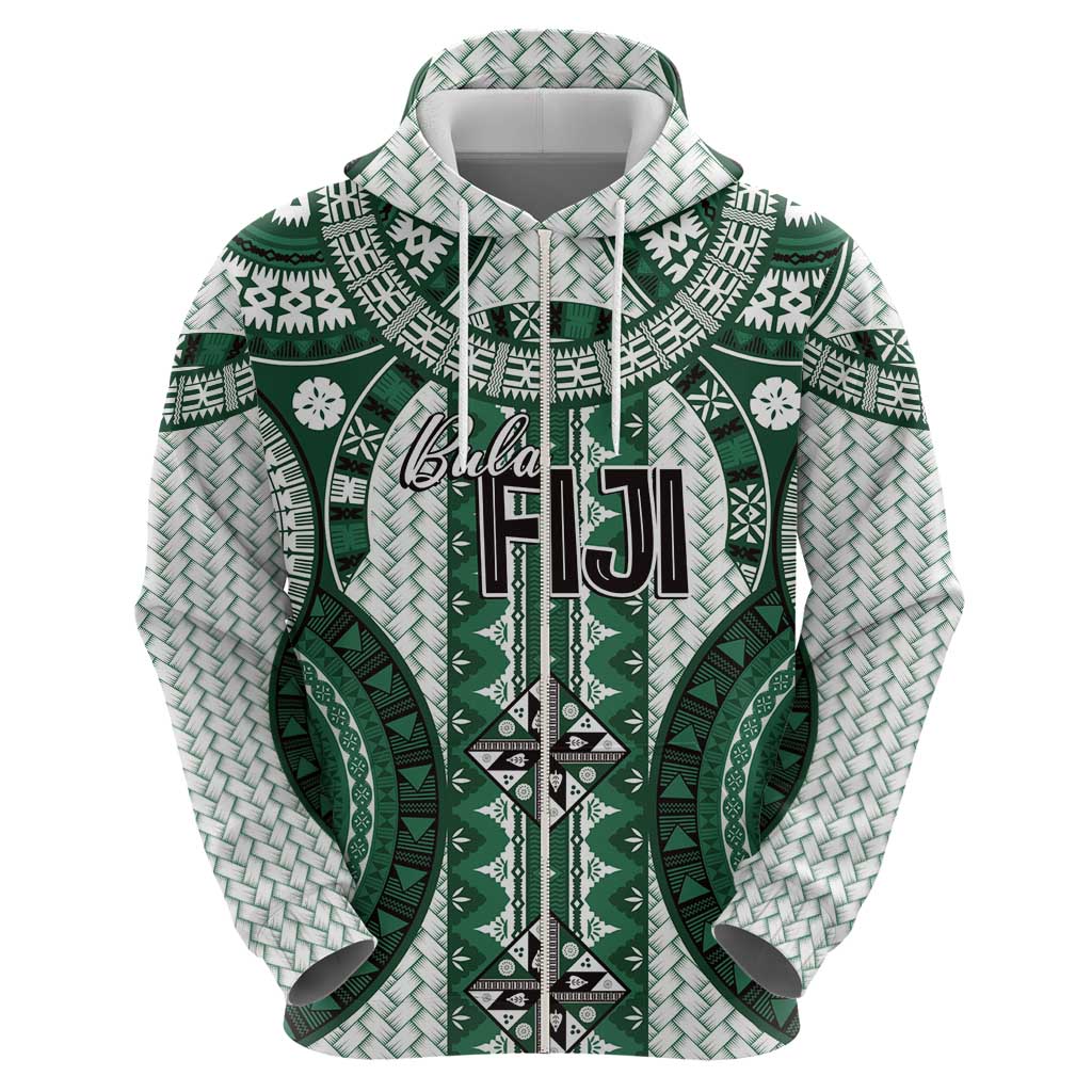 Bula Fiji Vintage Zip Hoodie Phthalo Green Masi Motifs