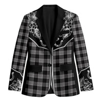 Hawai'i Paniolo Motif Black Blazer Floral Palaka Print LT7 Unisex Black - Polynesian Pride