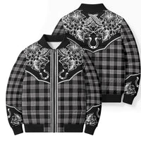 Hawai'i Paniolo Motif Black Bomber Puffer Jacket Floral Palaka Print LT7 - Polynesian Pride