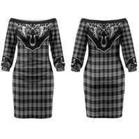 Hawai'i Paniolo Motif Black Couples Matching Off The Shoulder Long Sleeve Dress and Hawaiian Shirt Floral Palaka Print LT7 - Polynesian Pride