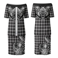 Hawai'i Paniolo Motif Black Couples Matching Puletasi and Hawaiian Shirt Floral Palaka Print LT7 - Polynesian Pride