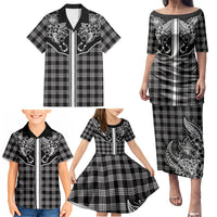 Hawai'i Paniolo Motif Black Family Matching Puletasi and Hawaiian Shirt Floral Palaka Print LT7 - Polynesian Pride