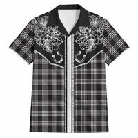 Hawai'i Paniolo Motif Black Hawaiian Shirt Floral Palaka Print LT7 Black - Polynesian Pride