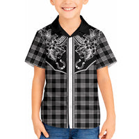 Hawai'i Paniolo Motif Black Hawaiian Shirt Floral Palaka Print LT7 - Polynesian Pride