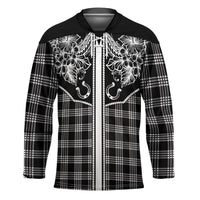 Hawai'i Paniolo Motif Black Hockey Jersey Floral Palaka Print LT7 Unisex Black - Polynesian Pride