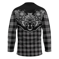 Hawai'i Paniolo Motif Black Hockey Jersey Floral Palaka Print LT7 - Polynesian Pride