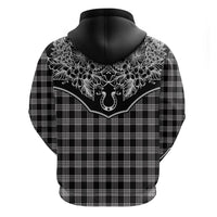 Hawai'i Paniolo Motif Black Hoodie Floral Palaka Print LT7 - Polynesian Pride