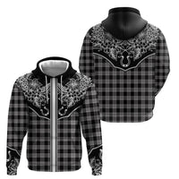 Hawai'i Paniolo Motif Black Hoodie Floral Palaka Print LT7 - Polynesian Pride
