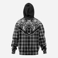 Hawai'i Paniolo Motif Black Hoodie Floral Palaka Print LT7 - Polynesian Pride