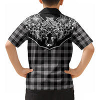 Hawai'i Paniolo Motif Black Kid Hawaiian Shirt Floral Palaka Print LT7 - Polynesian Pride