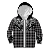 Hawai'i Paniolo Motif Black Kid Hoodie Floral Palaka Print LT7 Hoodie Black - Polynesian Pride