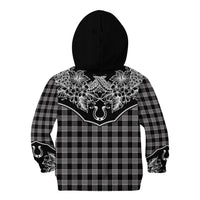 Hawai'i Paniolo Motif Black Kid Hoodie Floral Palaka Print LT7 - Polynesian Pride