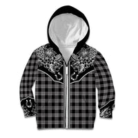 Hawai'i Paniolo Motif Black Kid Hoodie Floral Palaka Print LT7 Zip Hoodie Black - Polynesian Pride