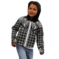 Hawai'i Paniolo Motif Black Kid Hoodie Floral Palaka Print LT7 - Polynesian Pride