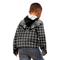 Hawai'i Paniolo Motif Black Kid Hoodie Floral Palaka Print LT7 - Polynesian Pride