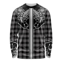 Hawai'i Paniolo Motif Black Long Sleeve Shirt Floral Palaka Print LT7 Unisex Black - Polynesian Pride