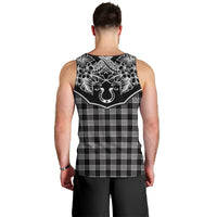 Hawai'i Paniolo Motif Black Men Tank Top Floral Palaka Print LT7 - Polynesian Pride