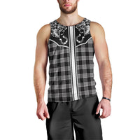 Hawai'i Paniolo Motif Black Men Tank Top Floral Palaka Print LT7 - Polynesian Pride