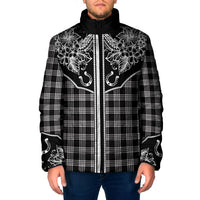 Hawai'i Paniolo Motif Black Padded Jacket Floral Palaka Print LT7 Men Black - Polynesian Pride