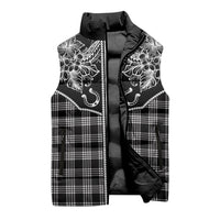 Hawai'i Paniolo Motif Black Sleeveless Puffer Jacket Floral Palaka Print LT7 - Polynesian Pride