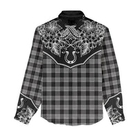 Hawai'i Paniolo Motif Black Women Casual Shirt Floral Palaka Print LT7 - Polynesian Pride