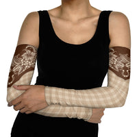 Hawai'i Paniolo Motif Leather Brown Arm Sleeves Floral Palaka Print LT7 - Polynesian Pride