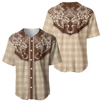 Hawai'i Paniolo Motif Leather Brown Baseball Jersey Floral Palaka Print LT7 - Polynesian Pride