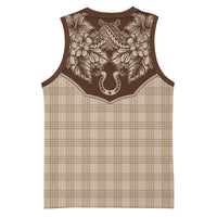 Hawai'i Paniolo Motif Leather Brown Basketball Jersey Floral Palaka Print LT7 - Polynesian Pride