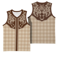 Hawai'i Paniolo Motif Leather Brown Basketball Jersey Floral Palaka Print LT7 - Polynesian Pride