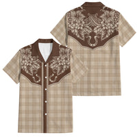 Hawai'i Paniolo Motif Leather Brown Family Matching Long Sleeve Bodycon Dress and Hawaiian Shirt Floral Palaka Print LT7 Dad's Shirt - Short Sleeve Brown - Polynesian Pride