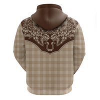 Hawai'i Paniolo Motif Leather Brown Hoodie Floral Palaka Print LT7 - Polynesian Pride