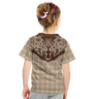 Hawai'i Paniolo Motif Leather Brown Kid T Shirt Floral Palaka Print LT7 - Polynesian Pride