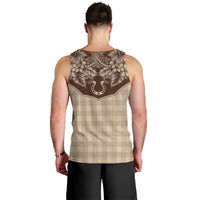 Hawai'i Paniolo Motif Leather Brown Men Tank Top Floral Palaka Print LT7 - Polynesian Pride