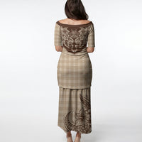 Hawai'i Paniolo Motif Leather Brown Puletasi Floral Palaka Print LT7 - Polynesian Pride