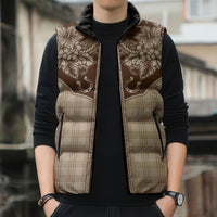 Hawai'i Paniolo Motif Leather Brown Sleeveless Puffer Jacket Floral Palaka Print LT7 - Polynesian Pride