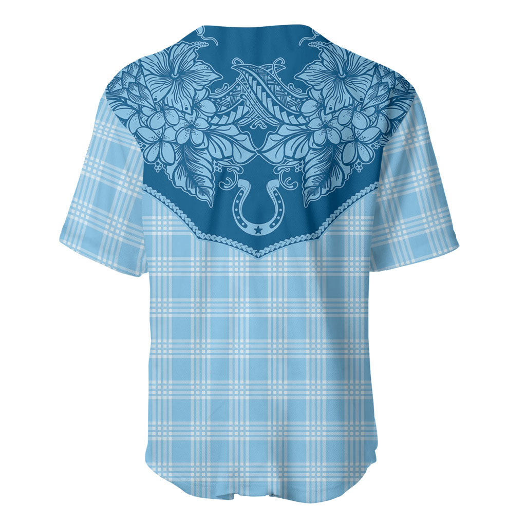 Hawai'i Paniolo Motif Deep Blue Baseball Jersey Floral Palaka Print LT7 - Polynesian Pride