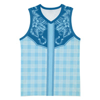 Hawai'i Paniolo Motif Deep Blue Basketball Jersey Floral Palaka Print LT7 Unisex Navy Blue - Polynesian Pride