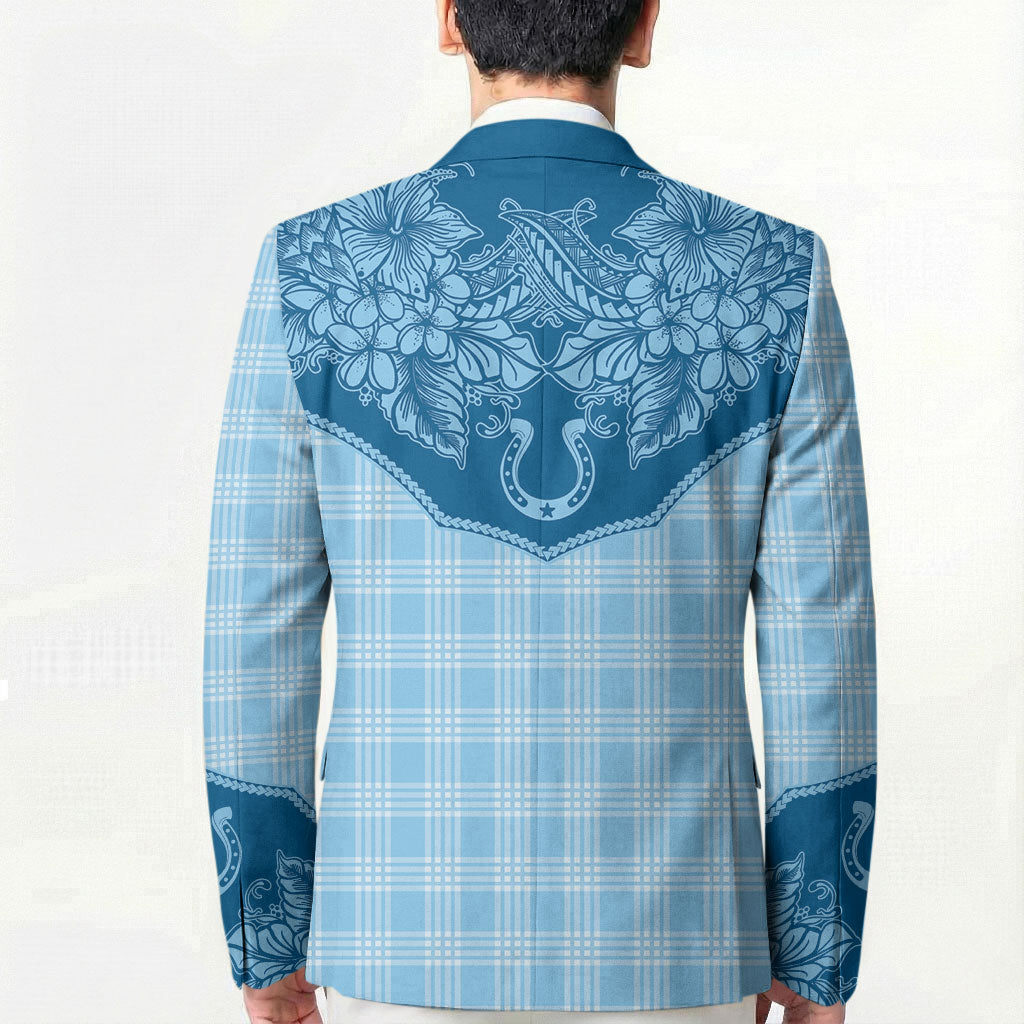 Hawai'i Paniolo Motif Deep Blue Blazer Floral Palaka Print LT7 - Polynesian Pride