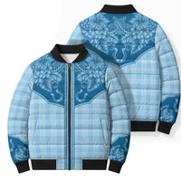 Hawai'i Paniolo Motif Deep Blue Bomber Puffer Jacket Floral Palaka Print LT7 - Polynesian Pride