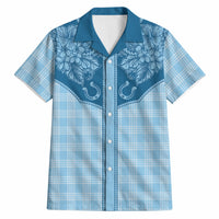 Hawai'i Paniolo Motif Deep Blue Hawaiian Shirt Floral Palaka Print LT7 Navy Blue - Polynesian Pride