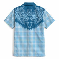 Hawai'i Paniolo Motif Deep Blue Hawaiian Shirt Floral Palaka Print LT7 - Polynesian Pride