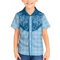 Hawai'i Paniolo Motif Deep Blue Hawaiian Shirt Floral Palaka Print LT7 - Polynesian Pride