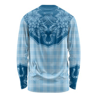 Hawai'i Paniolo Motif Deep Blue Long Sleeve Shirt Floral Palaka Print LT7 - Polynesian Pride