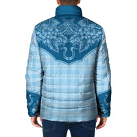 Hawai'i Paniolo Motif Deep Blue Padded Jacket Floral Palaka Print LT7 - Polynesian Pride