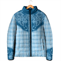 Hawai'i Paniolo Motif Deep Blue Padded Jacket Floral Palaka Print LT7 - Polynesian Pride