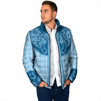 Hawai'i Paniolo Motif Deep Blue Padded Jacket Floral Palaka Print LT7 - Polynesian Pride