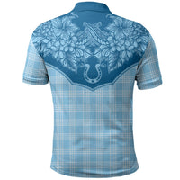 Hawai'i Paniolo Motif Deep Blue Polo Shirt Floral Palaka Print LT7 - Polynesian Pride